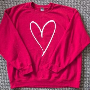 Gildan Red Sweatshirt with White Heart Design